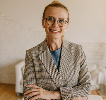 Smiling woman in a blazer