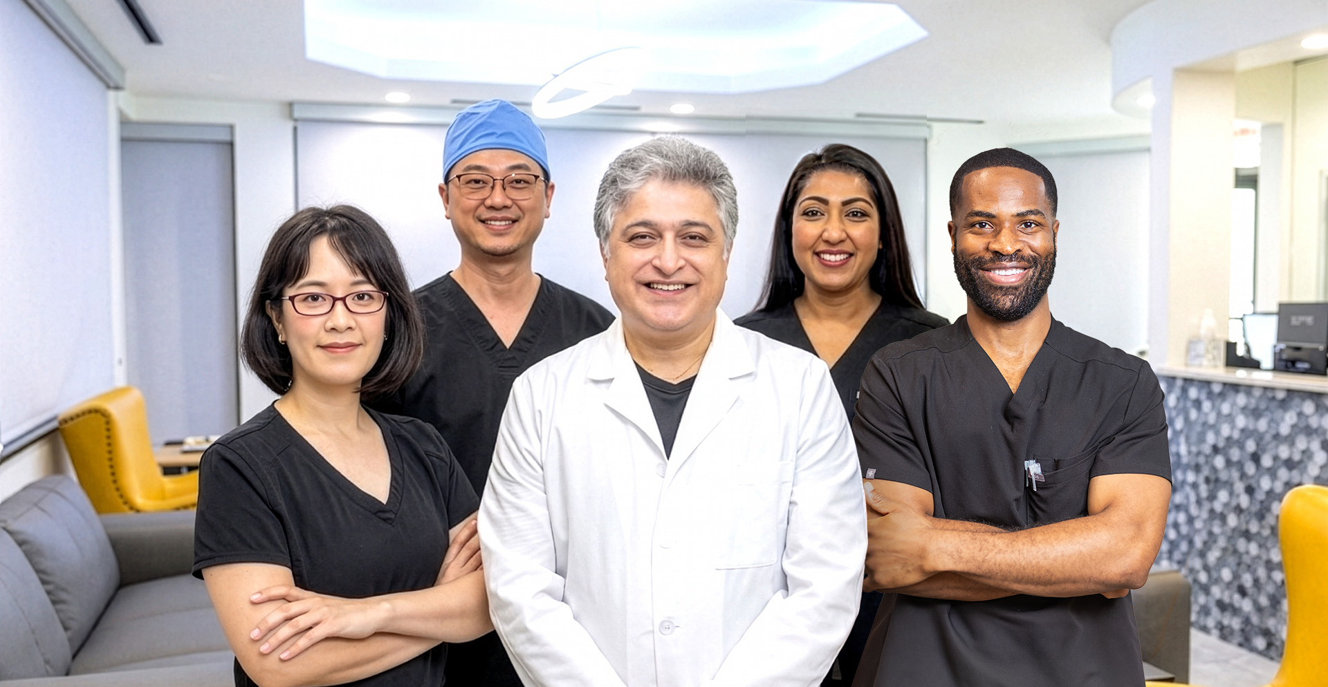 The smiling dentist and team members at Canyon Creek Family Dentistry of Richardson