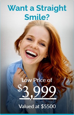 Smiling woman with text for $3999 orthodontics coupon