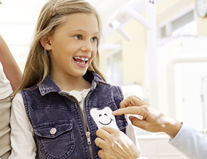 Happy little girl at dentist's office