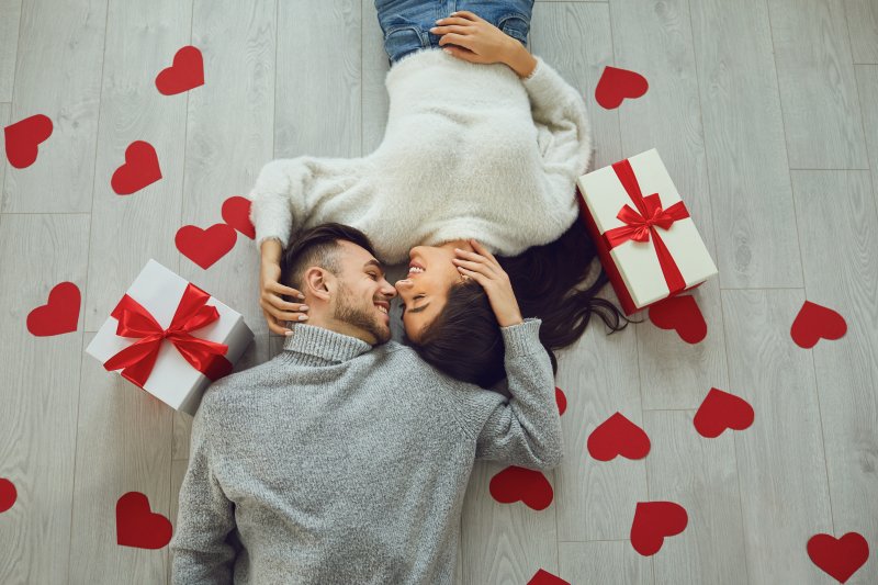 couple with Valentine’s Day dental gifts in Richardson