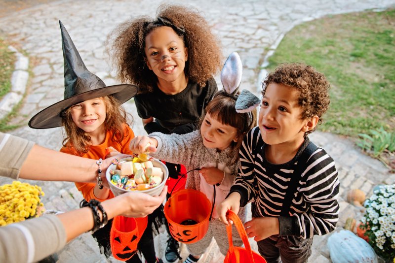 children following Halloween oral health tips in Richardson